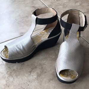 FLY LONDON Peeptoe Wedge Size EU 40 US 9 - 9.5